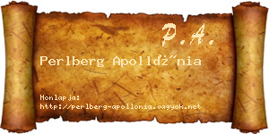 Perlberg Apollónia névjegykártya